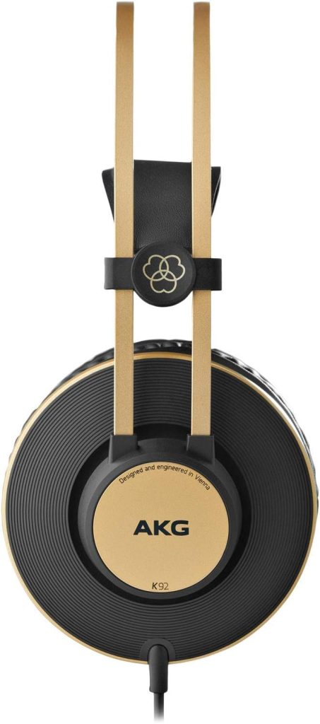 AKG K92 High Performance Lightweight Closed-Back Monitoring Headphone, Black, 1 count