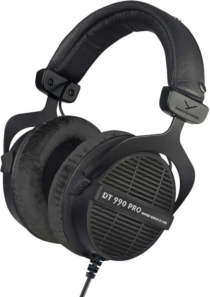 beyerdynamic Dt 990 Pro Over-Ear Studio Monitor Headphones - Open-Back Stereo Construction, Wired (80 Ohm, Black (Limited Edition))