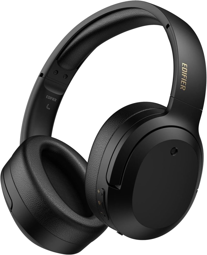 Edifier W820NB Plus Hybrid Active Noise Cancelling Headphones - LDAC Codec - Hi-Res Audio Wireless  Wired - Fast Charge - 49H Playtime - Over Ear Bluetooth V5.2 Headphones- Black