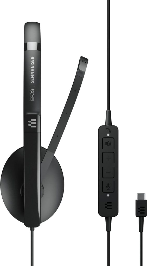 EPOS SENNHEISER C10 USB headset with microphone, Wired headphones with simple and flexible USB C connection BrainAdapt Technology