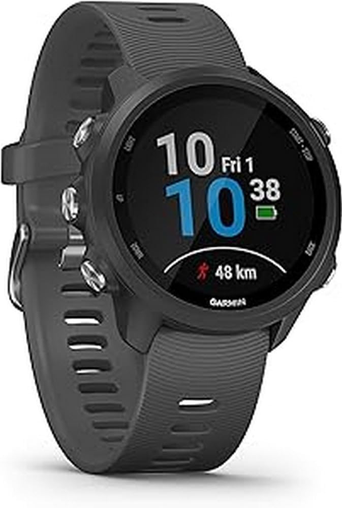 Garmin Forerunner 245 Easy to Use Lightweigh GPS Running Smartwatch, Running and Training Guidance, Safety and Tracking Features included, Up to 7 days Battery Life, Slate