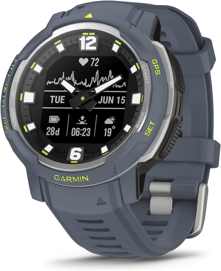 Garmin Instinct Crossover, Hybrid Rugged Smartwatch, Analogue Hands and Digital Display, Ultratough Design Features, Thermal and Shock Resistant, Up to 28 days battery life, Black