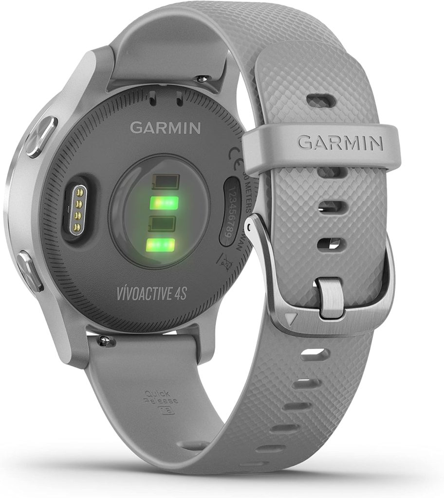 Garmin [ Renewed ] vívoactive 4S, Smaller-Sized GPS Smartwatch with All-day Health Monitoring, Fitness Features, Music and up to 7 days battery life, Powder Grey (Renewed)