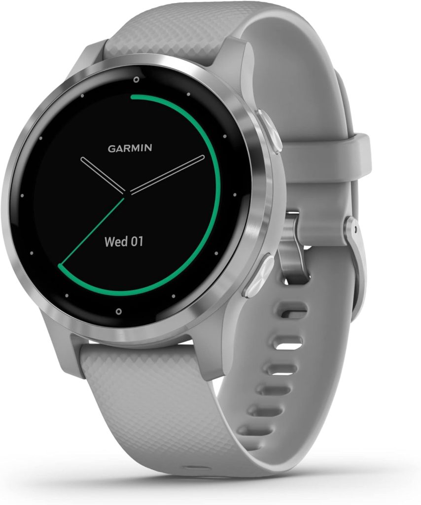 Garmin [ Renewed ] vívoactive 4S, Smaller-Sized GPS Smartwatch with All-day Health Monitoring, Fitness Features, Music and up to 7 days battery life, Powder Grey (Renewed)
