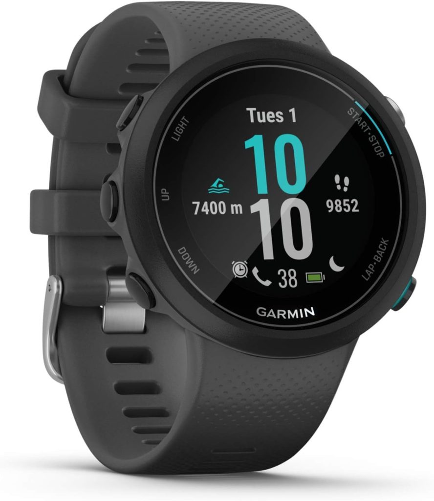 Garmin Swim 2 Easy to Use Lightweight GPS Swimming Smartwatch , Pool and Open Water Smartwatch, Records Distance , Pace , Stroke Count and more ,Slate Grey