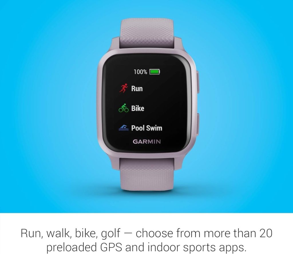 Garmin Venu Sq, GPS Smartwatch with All-day Health Monitoring and Fitness Features, Built-in Sports Apps and More, Square Design Smartwatch with up to 6 days battery life, Metallic Orchid
