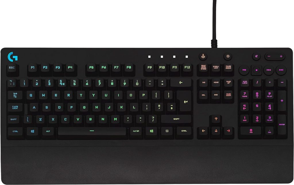 Logitech G G213 Prodigy Gaming Keyboard, LIGHTSYNC RGB Backlit Keys, Spill-Resistant, Customizable Keys, Dedicated Multi-Media Keys, QWERTY UK Layout - Black