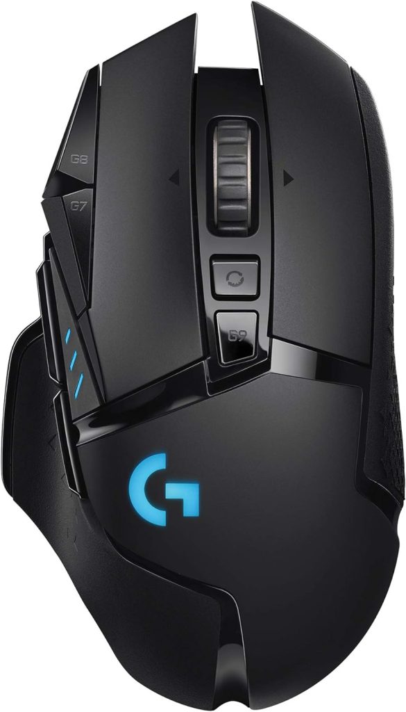 Logitech G502 LIGHTSPEED Wireless Gaming Mouse, HERO 25K Sensor, 25,600 DPI, RGB, Adjustable Weights, 11 Programmable Buttons, Long Battery Life, On-Board Memory, PC / Mac