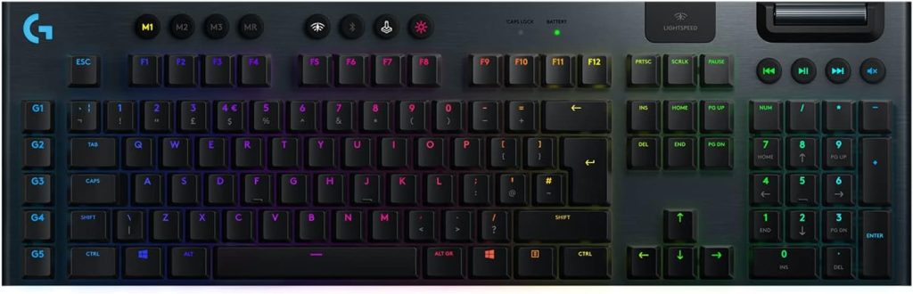 Logitech G915 LIGHTSPEED Wireless Mechanical Gaming Keyboard with low profile GL-Tactile key switches, LIGHTSYNC RGB, Ultra thin design, 30+ hours battery life - Black