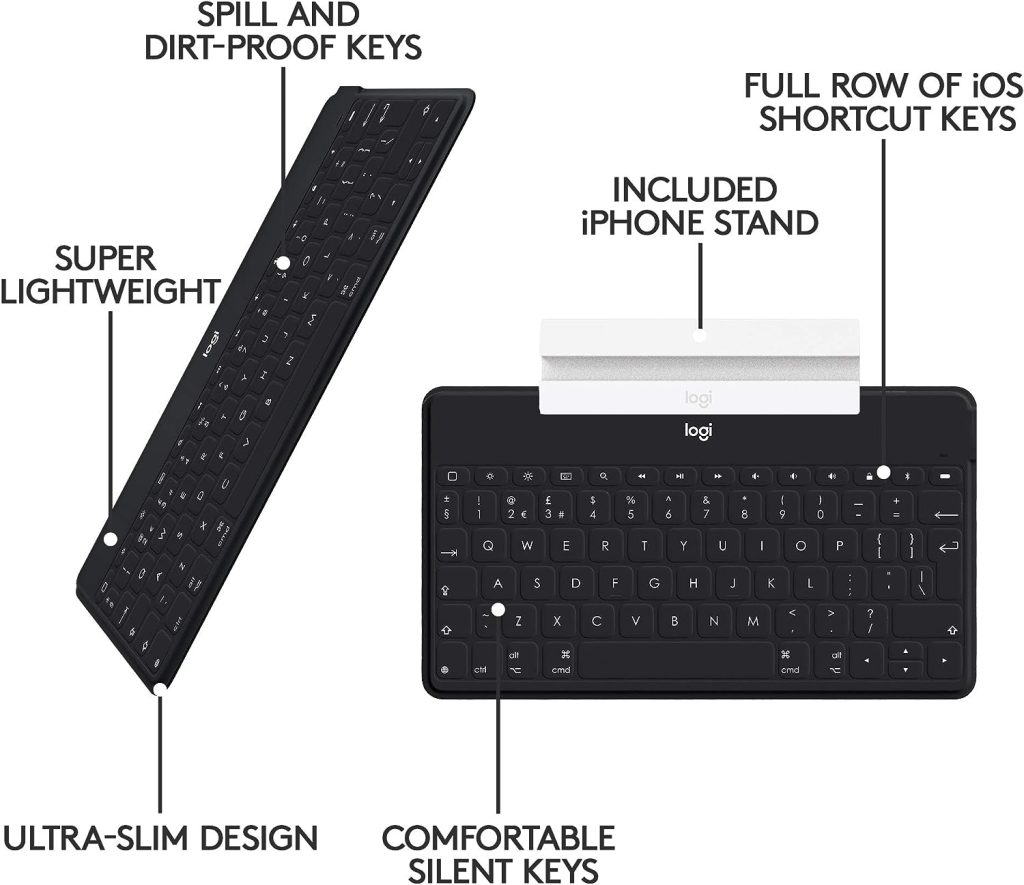 Logitech Keys-To-Go Wireless Bluetooth Keyboard, QWERTY Italian Layout - Black