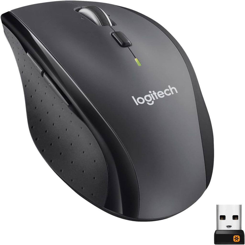 Logitech M705 Marathon Wireless Mouse, 2.4 GHz USB Unifying Receiver, 1000 DPI, 5-Programmable Buttons, 3-Year Battery, Compatible with PC, Mac, Laptop, Chromebook - Grey