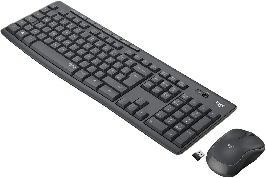 Logitech MK295 Silent Wireless Mouse  Keyboard Combo with SilentTouch Technology, Full Numpad, Advanced Optical Tracking, Lag-Free Wireless, 90% Less Noise, QWERTY UK English Layout - Black