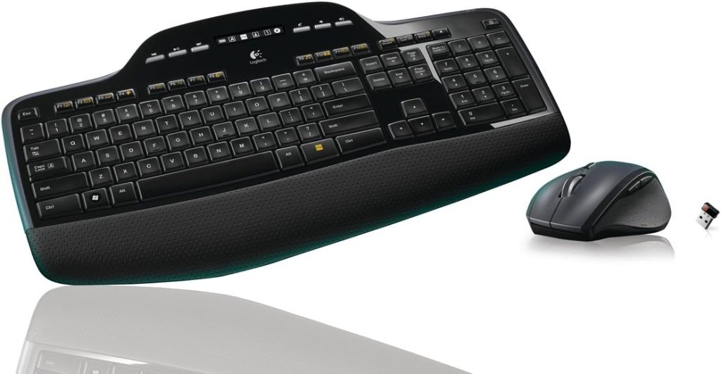 Logitech MK710 Wireless Keyboard and Advanced Mouse Combo for Windows, 2.4GHz Multimedia Keys, 3-Year Battery Life, PC/Mac, QWERTY UK English Layout - Black