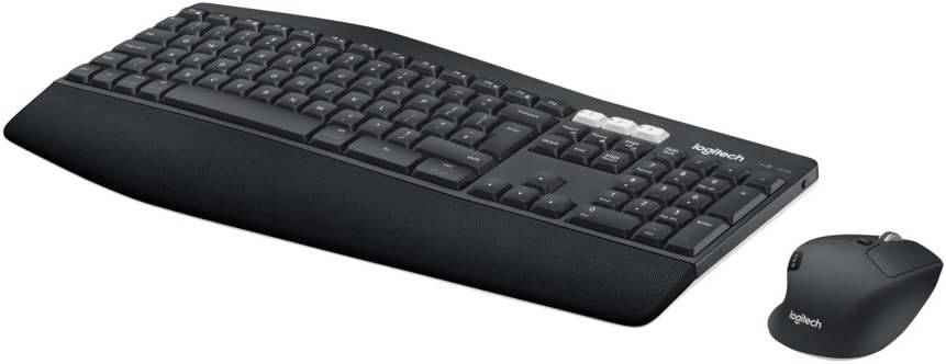 Logitech MK850 Multi-Device Wireless Keyboard and Mouse Combo, 2.4GHz Wireless and Bluetooth, Curved Keyframe  Wireless Mouse, 12 Programmable Keys, 3-Year Battery Life, PC/Mac, QWERTY UK Layout