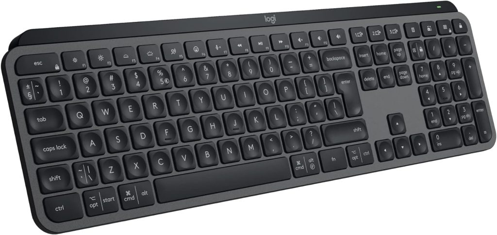 Logitech MX Keys S Wireless Keyboard, Low Profile, Fluid Quiet Typing, Programmable , Backlighting, Bluetooth, USB C Rechargeable, for Windows PC, Linux, Chrome, Mac, QWERTY UK English - Graphite