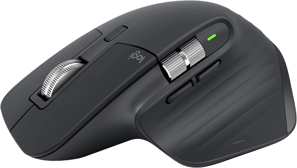 Logitech MX Master 3S - Wireless Performance Mouse with Ultra-Fast Scrolling, Ergonomic, 8K DPI, Glass Tracking, Silent Clicks, USB-C, Bluetooth, Windows, Linux, Chrome - Dark Gray