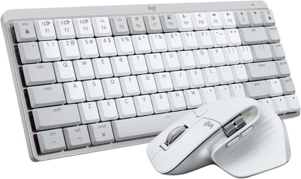 Logitech MX Mechanical Mini Wireless Illuminated Keyboard, Tactile Quiet Switches, Backlit, Bluetooth, USB-C, macOS, Windows, Linux, iOS, Android, Metal, QWERTY UK English Layout - Grey