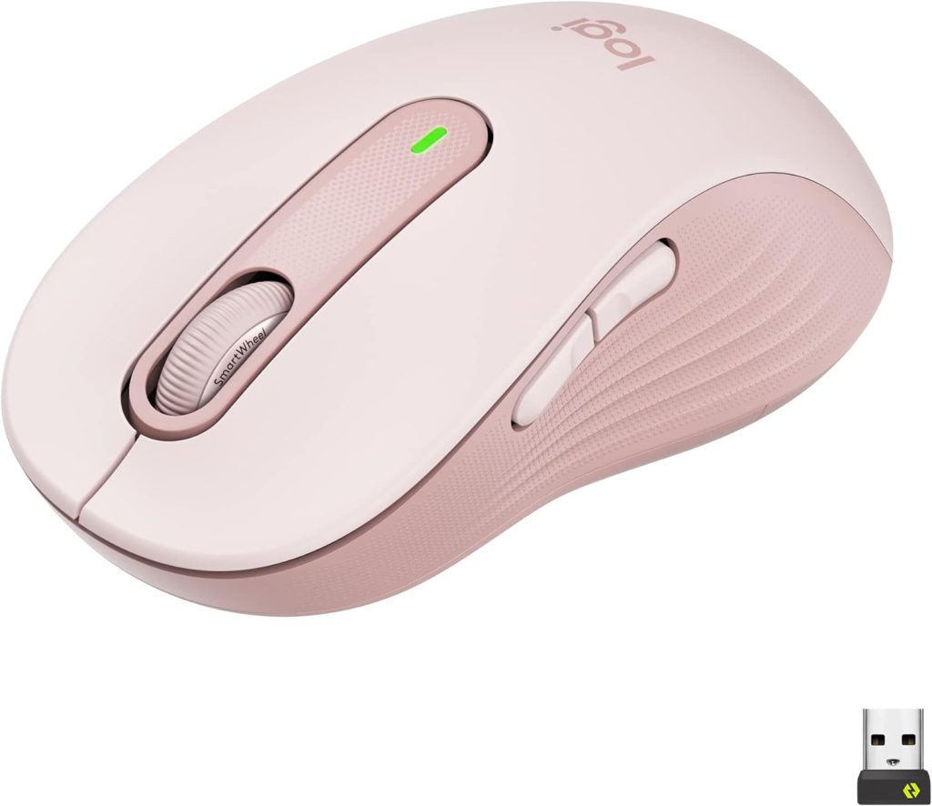 Logitech Signature M650 L Full Size Wireless Mouse - For Large Sized Hands, 2-Year Battery, Silent Clicks, Customisable Side Buttons, Bluetooth, for PC/Mac/Multi-Device/Chromebook - Pink