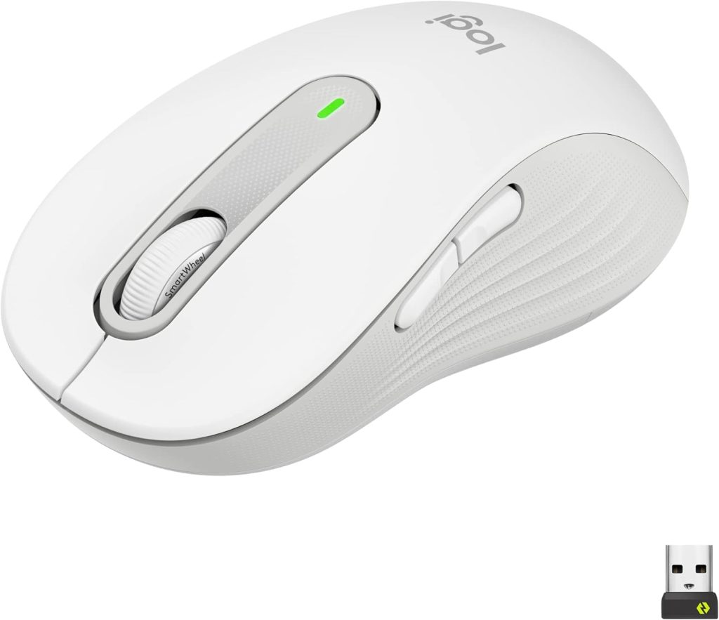 Logitech Signature M650 L Full Size Wireless Mouse - For Large Sized Hands, 2-Year Battery, Silent Clicks, Customisable Side Buttons, Bluetooth, for PC/Mac/Multi-Device/Chromebook - White