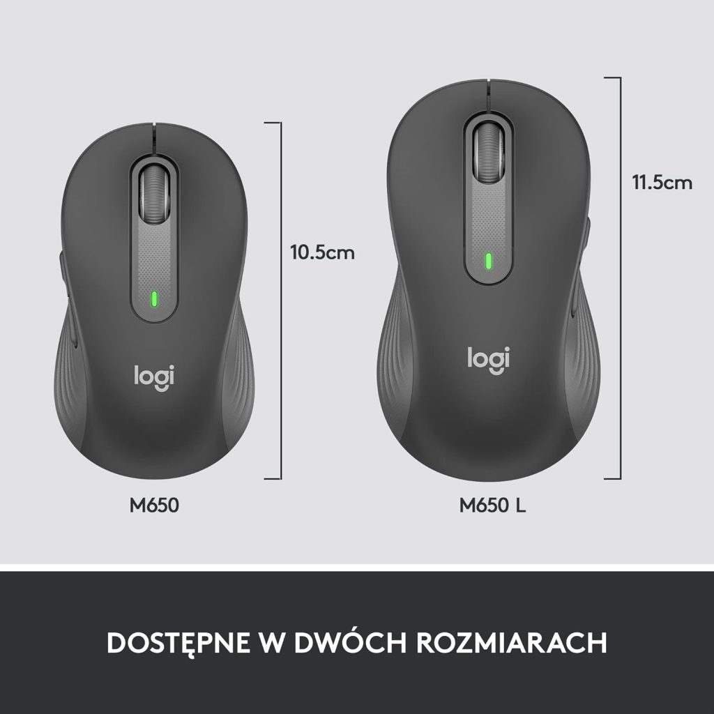 Logitech Signature M650 L Full Size Wireless Mouse - For Large Sized Hands, 2-Year Battery, Silent Clicks, Customisable Side Buttons, Bluetooth, for PC/Mac/Multi-Device/Chromebook - White