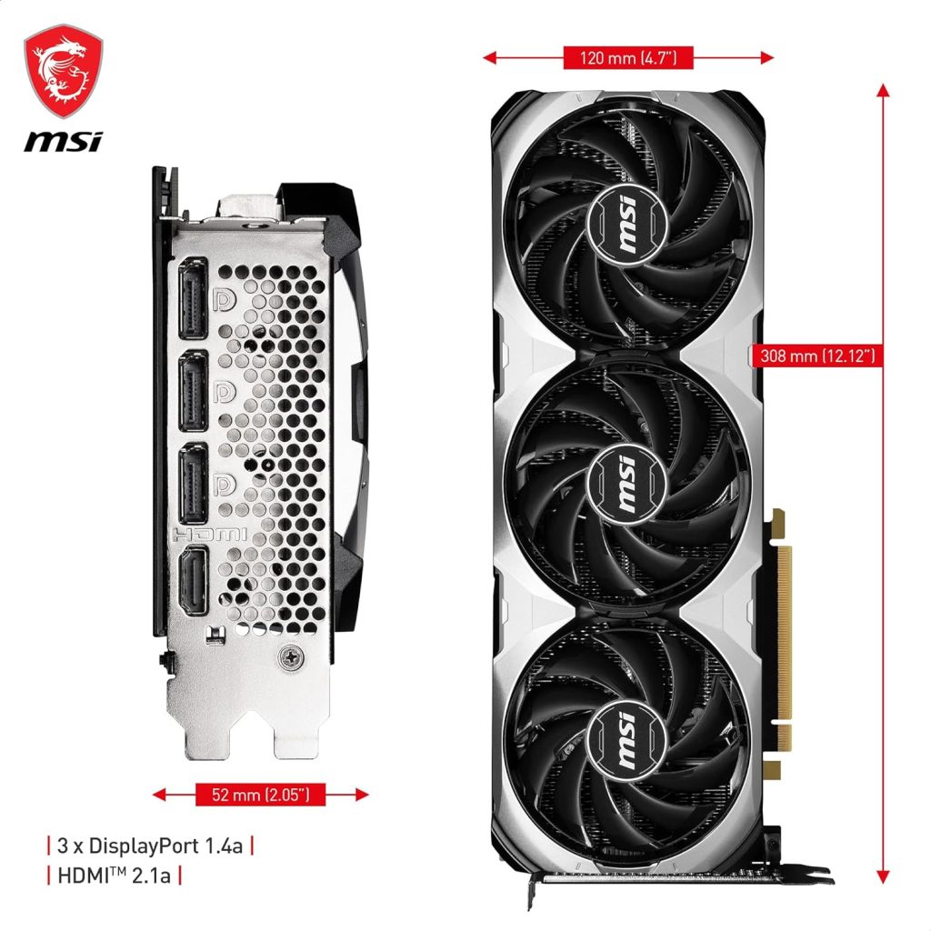 MSI GeForce RTX 4070 SUPER 12G VENTUS 3X OC Gaming Graphics Card - 12GB GDDR6X, PCI Express Gen 4, 192-bit, 3x DP v 1.4a, HDMI 2.1a (Supports 4K  8K HDR)