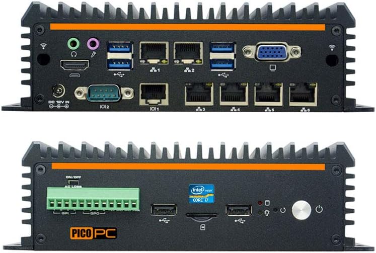 PICOPC Intel i7-8565U 6 LAN Fanless Security Gateway Appliance Firewall Router (8GB RAM, 120GB mSATA SSD) Supports OS like Sophos, pfSense, Untangle, Ubuntu, FreeBSD (4G upto 150Mbps)