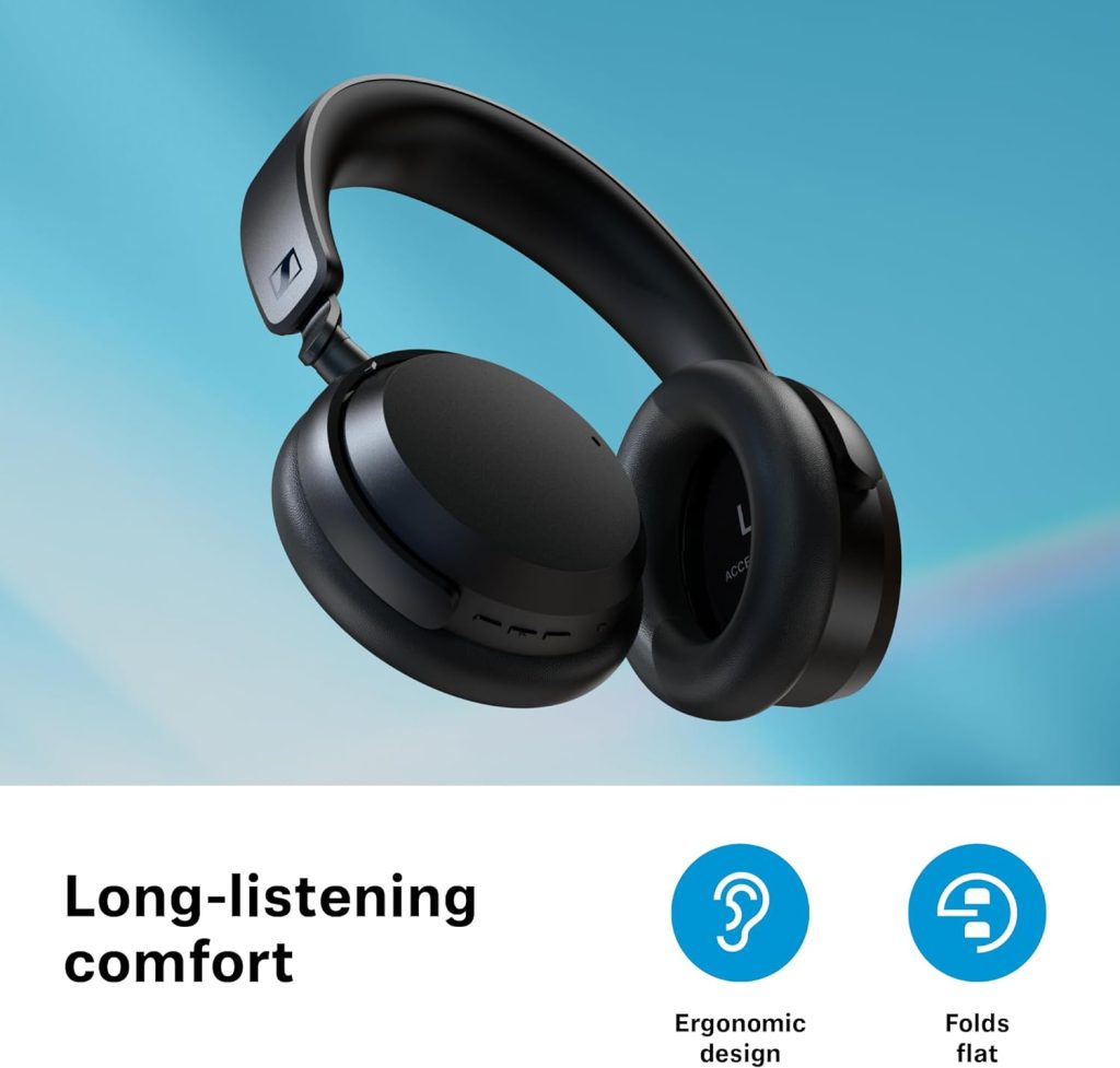Sennheiser ACCENTUM Wireless Bluetooth Headphones - 50-Hour Battery Life, Audio, Hybrid Noise Cancelling (ANC), All-Day Comfort and Clear Voice Pick-up for Calls, Black