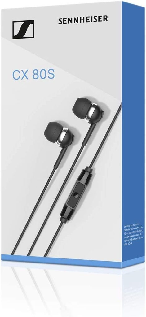 Sennheiser CX 80S In-ear Headphones with In-line One-Button Smart Remote – Black