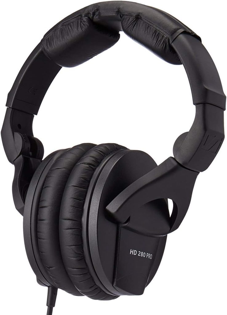 Sennheiser HD 280 PRO Closed-Back Around-Ear Collapsible Professional Studio Monitoring Headphones, for Recording  Mixing, 64 Ohms, Includes 6.3mm Stereo Jack Adaptor  3m Coiled Cable