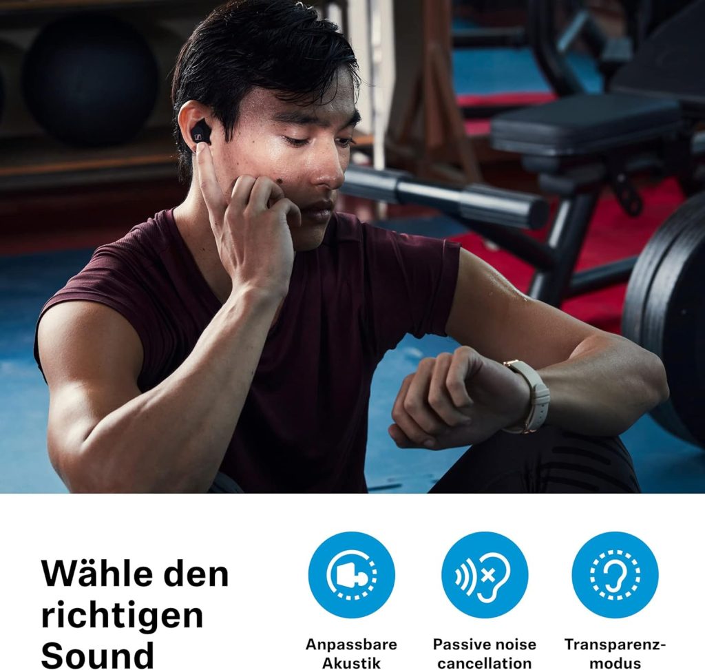 Sennheiser SPORT True Wireless Earbuds - Bluetooth In-Ear Headphones for Active Lifestyles, Music and Calls with Adaptable Acoustics, Noise Cancellation, Touch Controls, IP54 and 27-hour Battery Life