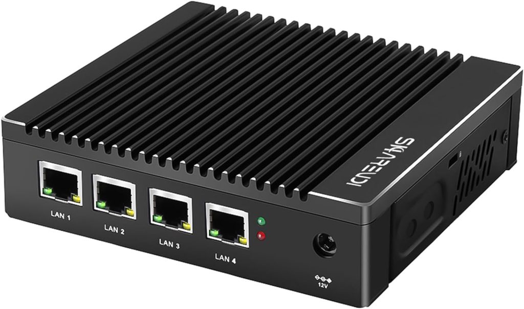 Sharevdi Micro Firewall Appliance 6 NIC, Fanless Mini PC Intel Core I3 6006U for Networks/Soft Routing, 8GB DDR4 128GB SSD Mini Desktop Computer, Support AES NI, USB3.0/HDMI/COM RS232