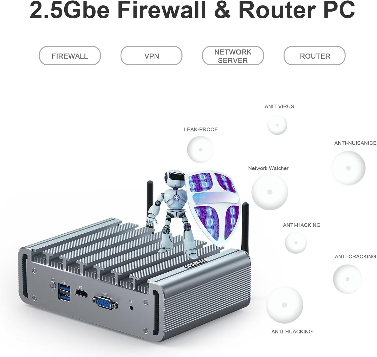 VENOEN Firewall Micro Appliance 2.5gbe Firewall mini PC Celeron J4125 ...