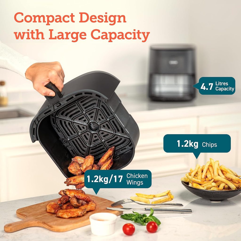 COSORI Air Fryer 4.7L, 9-in-1 Compact Air Fryers Oven, 130+ Recipes(Cookbook  Online), Max 230℃ Setting, Digital Tempered Glass Display, Quiet, 4 Portions, 1500W