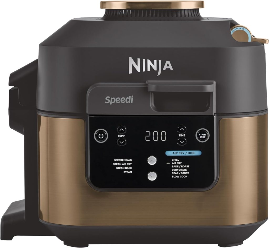 Ninja Speedi 10-in-1 Rapid Cooker, Air Fryer and Multi Cooker, 5.7L, Meals for 4 in 15 Minutes, Air Fry, Steam, Grill, Bake, Roast, Sear, Slow Cook  More, Cooks 4 Portions, Copper Black ON400UKCP