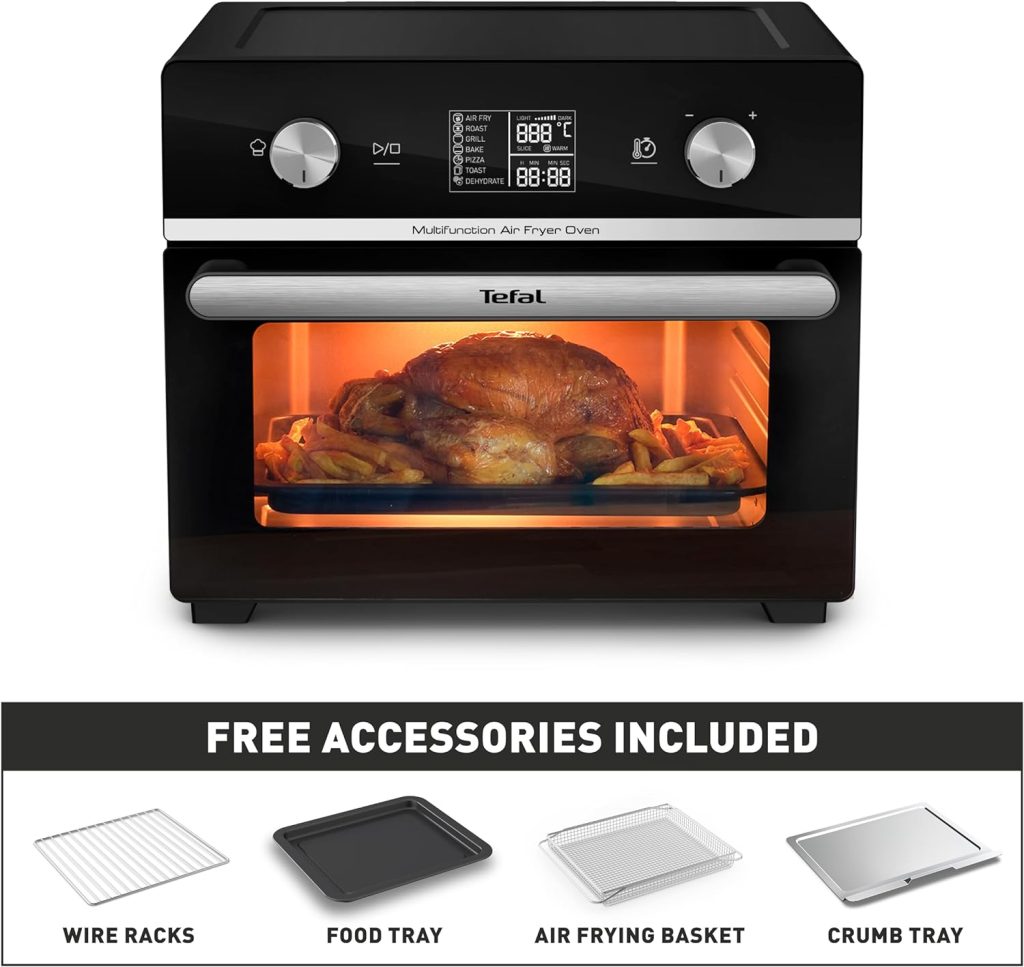 Tefal Easy Fry Dual Zone Digital Air Fryer, 2 Drawers, 8.3L, 8in1, Uses No Oil, Air Fry, Extra Crisp, Roast, Bake, Reheat, Dehydrate, 6 Portions, Non-Stick, Dishwasher Safe Baskets, Black EY901840