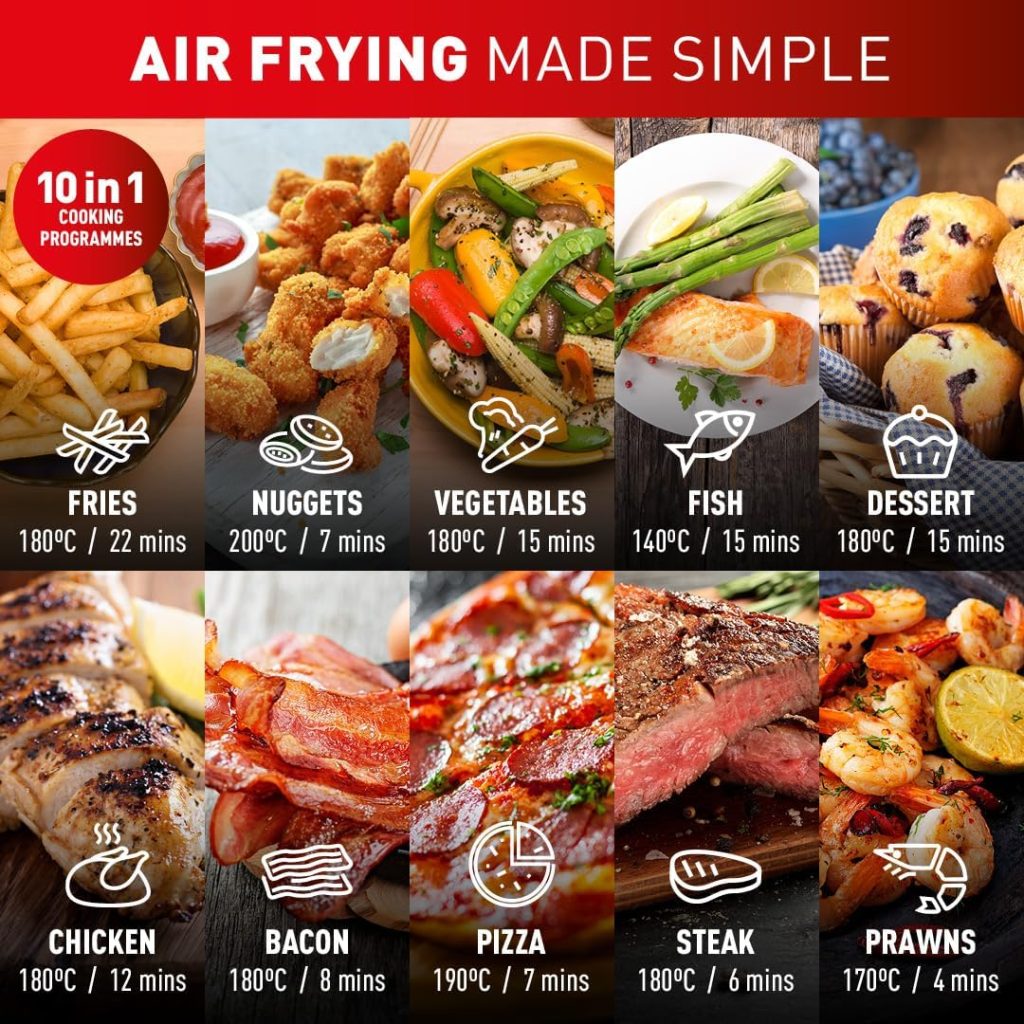 Tefal Easy Fry Max Digital Air Fryer, 5L, 10in1, Uses No Oil, Air Fry, Extra Crisp, Roast, Bake, Reheat, Dehydrate, 6 Portions, Non-Stick, Dishwasher Safe Baskets, Black EY245840
