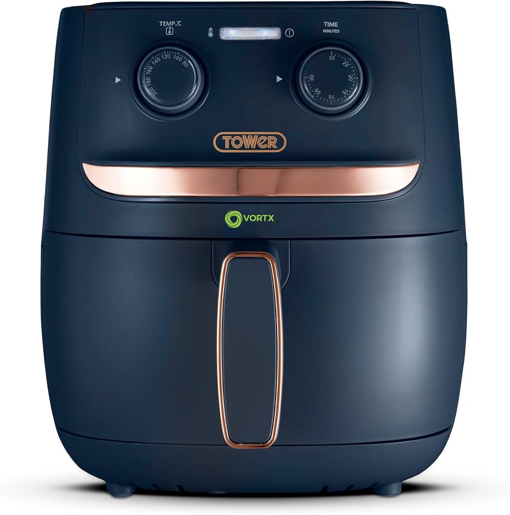 Tower, T17126MNB, Vortx Air Fryer with Manual Controls, 1500W, 3.8L, Midnight Blue