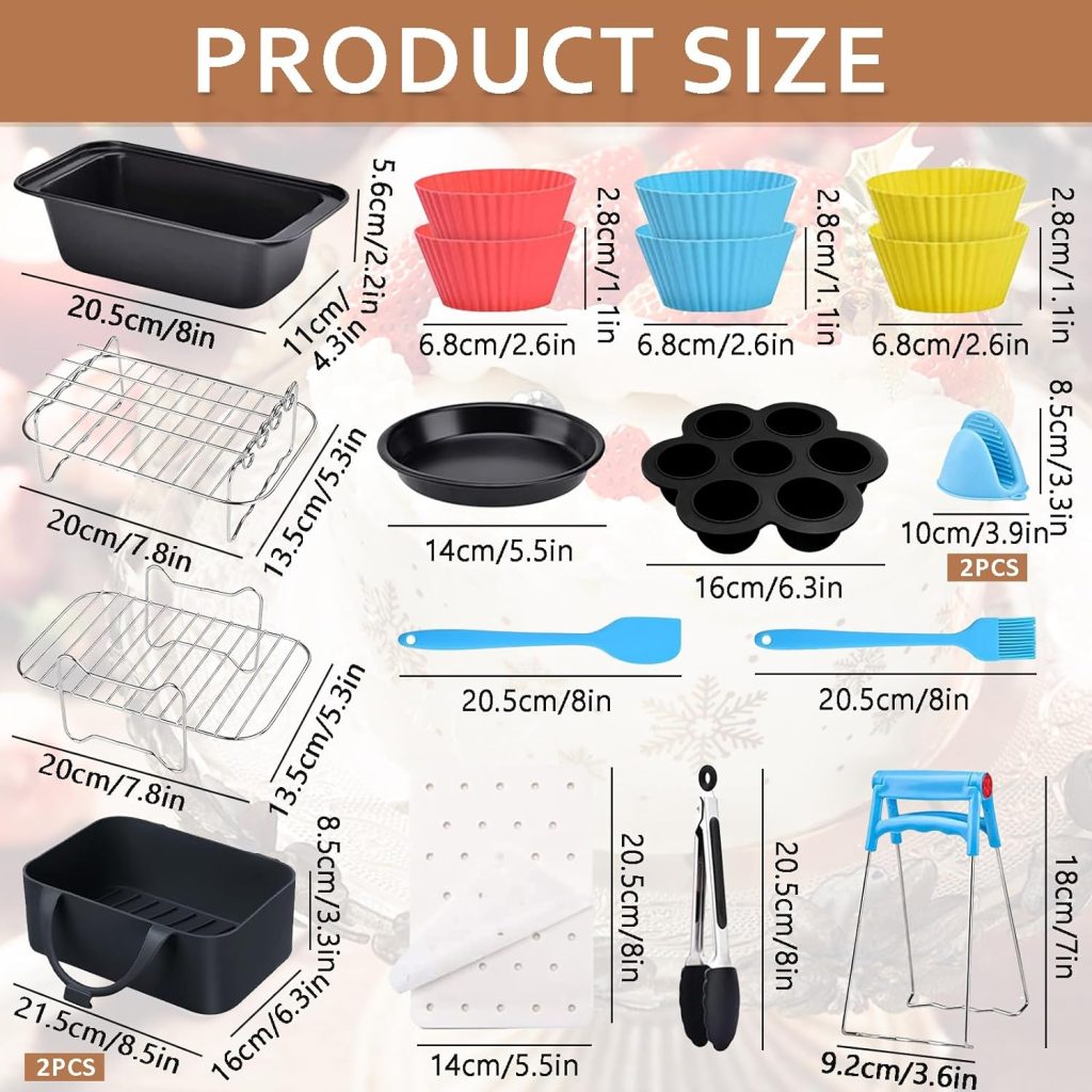 20PCS Air Fryer Accessories, Dual Air Fryer Accessories - Silicone Air Fryer Liners  Air Fryer Rack  Paper Lining  Food Clip  Silicone Pad  Toast Pan for Ninja Dual AF300UK, AF400UK, Tower T17088