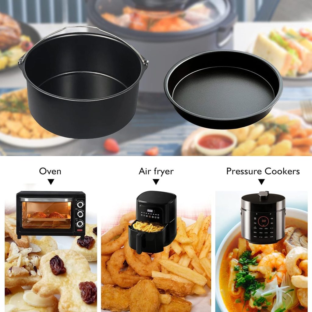 5PCS Air Fryer Accessories,7 Inch General Air Fryer Accessories Set with Silicone Pot Compatiable for Tower 4.3L, Cosori 3.5L, Ninja 3.8L, Tefal 4.2L