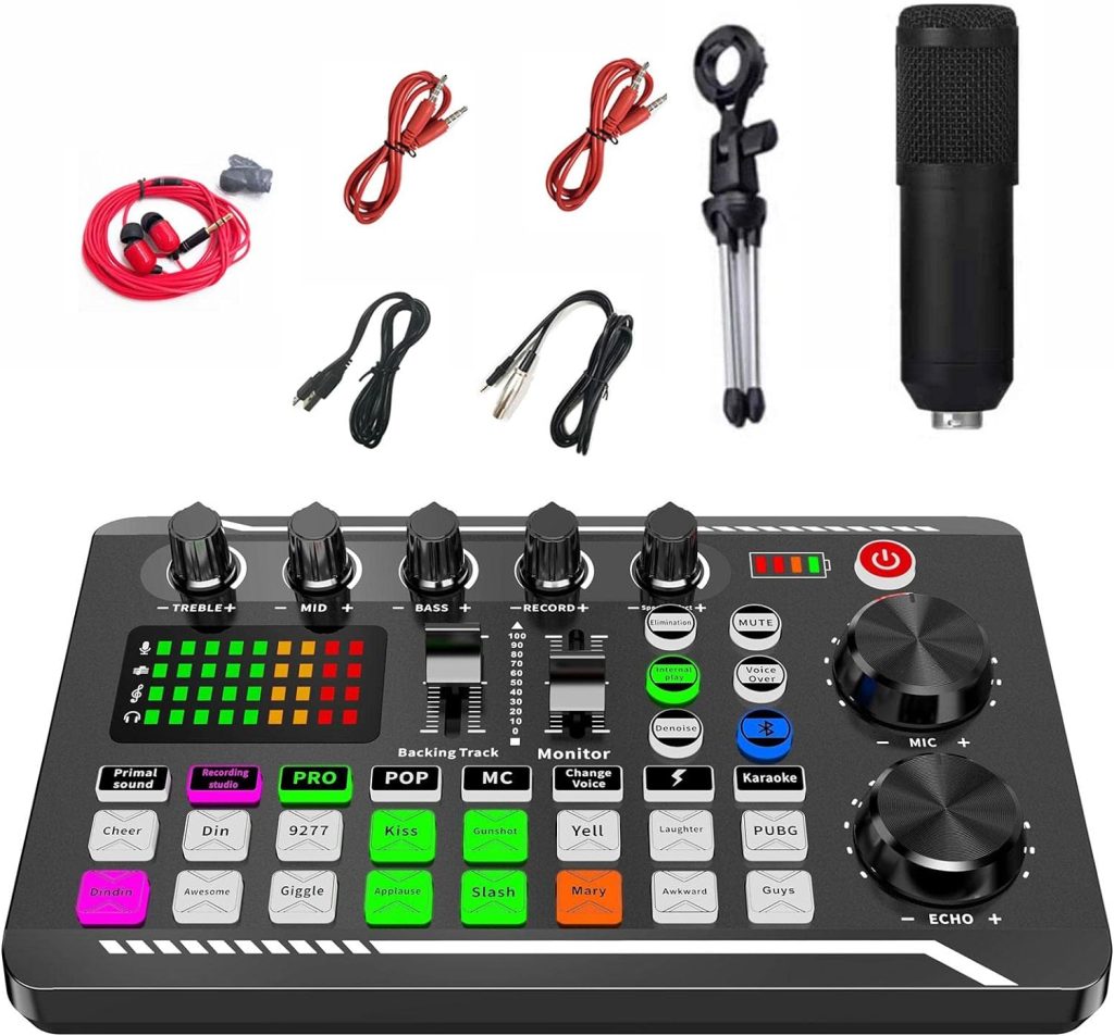 a-r Podcast Equipment for Beginners, Professional Audio Mixer English Version for Streaming//Podcasting/Recording/Singing/PC/Computer