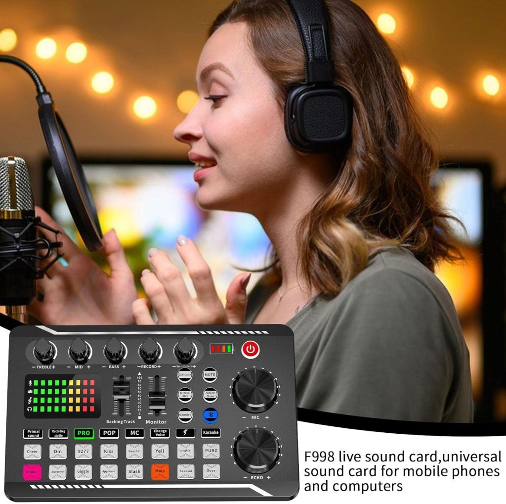 a-r Podcast Equipment for Beginners, Professional Audio Mixer English Version for Streaming//Podcasting/Recording/Singing/PC/Computer