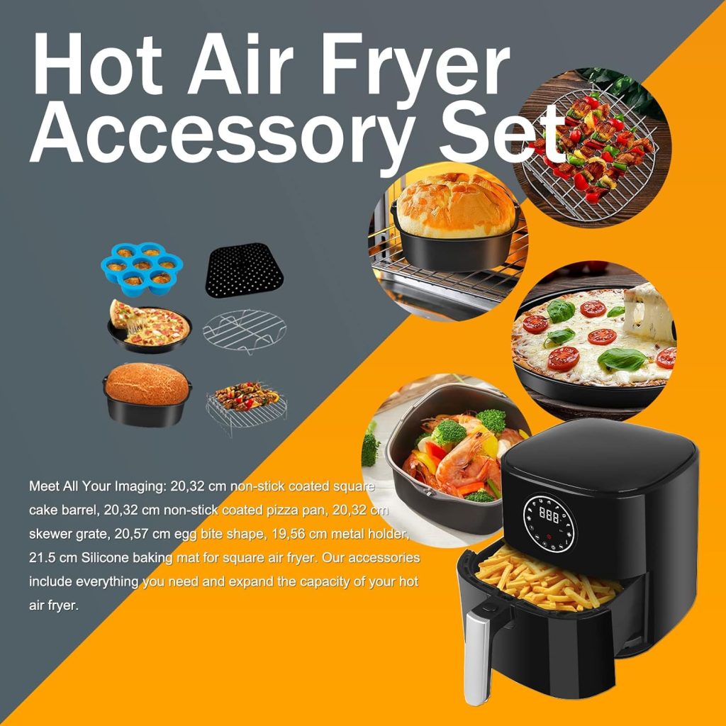 Air Fryer Accessories 5,5L Square, Air Fryer Accessories 5,5 Litre Xxl Utensils Mold Accessories Suitable for COSORI NINJA CECOTEC INNSKY PHILIPS 5,5L 6L 6,2L Air Fryer