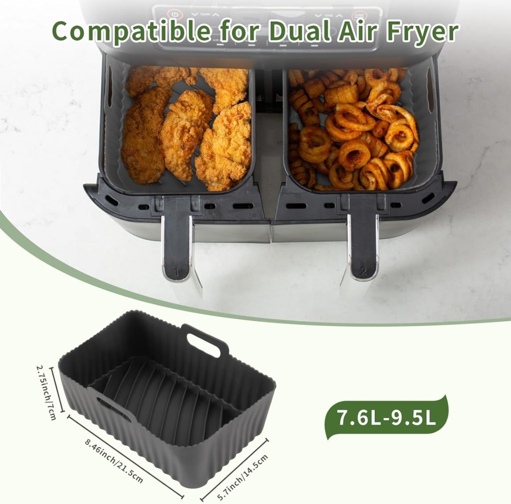 Air Fryer Accessories, CINEMON Set of 8 for Ninja Air Fryer Accessories AF300UK AF400UK AF451UK /Tower T17088, Reusable Ninja Dual Air Fryer Food Grade Accessories,Compatible with Oven, Microwave ect