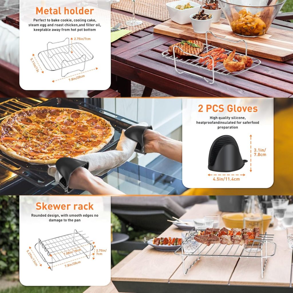 Air Fryer Accessories, Set of 9 for Ninja AF300/400/451UK Tower T17088 Including Silicone Air Fryer Liner  Racks  Paper Lining etc Dual Air Fryer Accessories, Compatible with Oven, Microwave