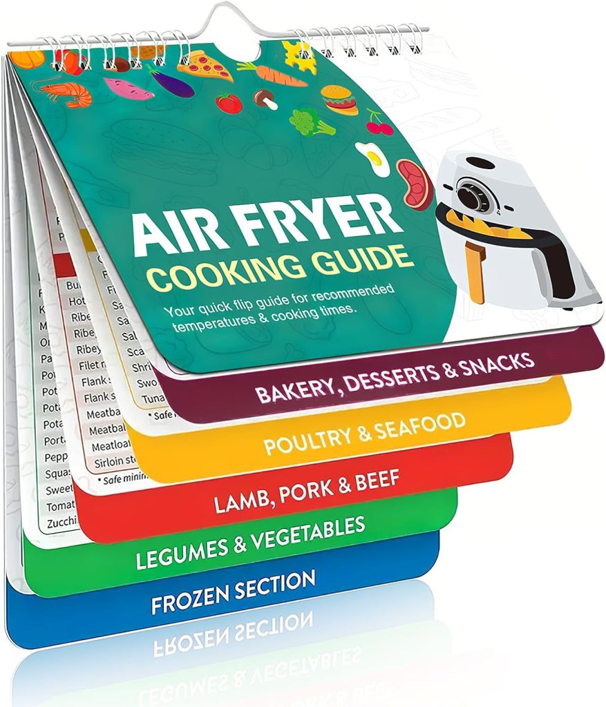 Air Fryer Cookbook Magnetic Times Cheat Sheet | Oven Cooking Frying Booklet Time Chart Temperature Quick Reference Guide Conversion Accessory for Home Kitchen Air Fryer Pot Food Recipe Temp Reference