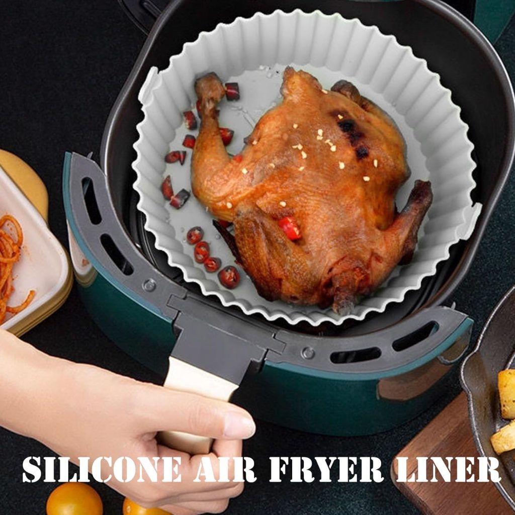 Air Fryer Silicone Liners Reusable 3 Pack Airfryer Liners Air Fryer Accessories Round Air Fryer Liner Compatible with Ninja Air Fryer Tower Cosori