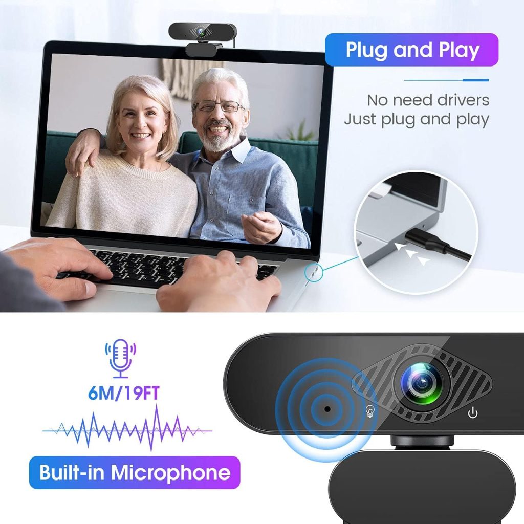 Dancial USB Webcam, 1080P Streaming Webcam with Microphone for PC,MAC, Laptop, Plug and Play Web Camera for Youtube,Skype Video Calling, Studying, Conference