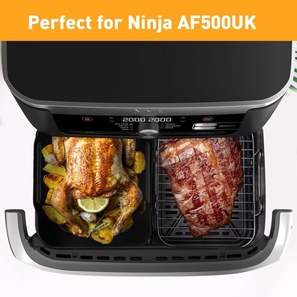 EAIMi Air Fryer Accessories, 8 Pcs Dual Air Fryer Accessories for Ninja Foodi FlexDrawer Air Fryer AF500UK 7-in-1 2023 Released 10.4L, Ninja AF500UK Liners  Racks  Tools