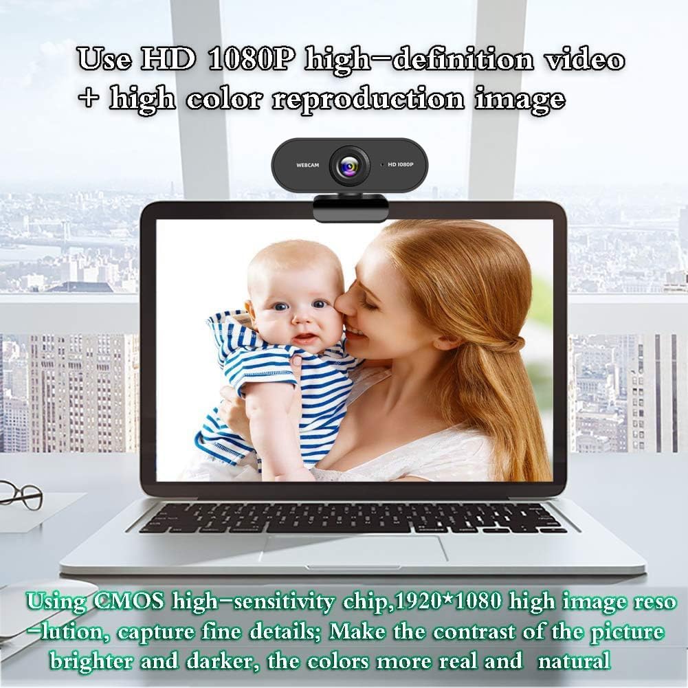 GuangTouL Webcam 1080P USB HD Web Camera PC Camera with Microphone Full 360 Degree Rotation for Video Conferencing,YouTube,Recording and Streaming,Computer Camera with 110-Degree Extended ViewB