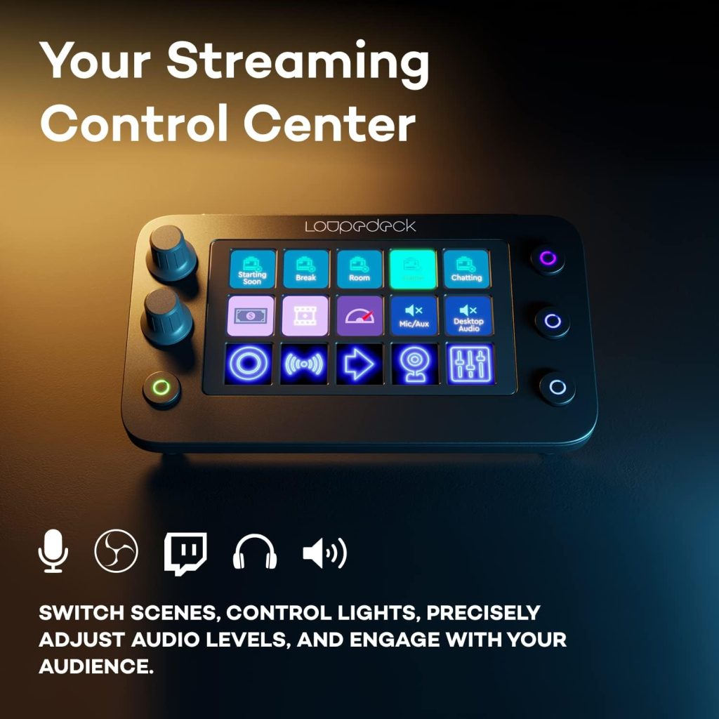 Loupedeck Live S - The Streaming Console for Desktop Productivity, Full Stream Control and Content Creation with Customizable LED Touchscreen Buttons, Dials and RGB Buttons, Works with PC and Mac